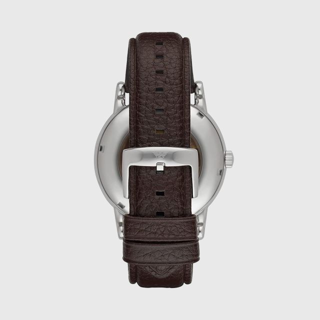 Emporio Armani Luigi Meccanico Brown Dial Brown Leather Strap Watch For Men - AR1982