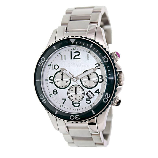 Marc Jacobs Rock Chronograph Silver Dial Silver Stainless Steel Strap Watch for Men - MBM5029
