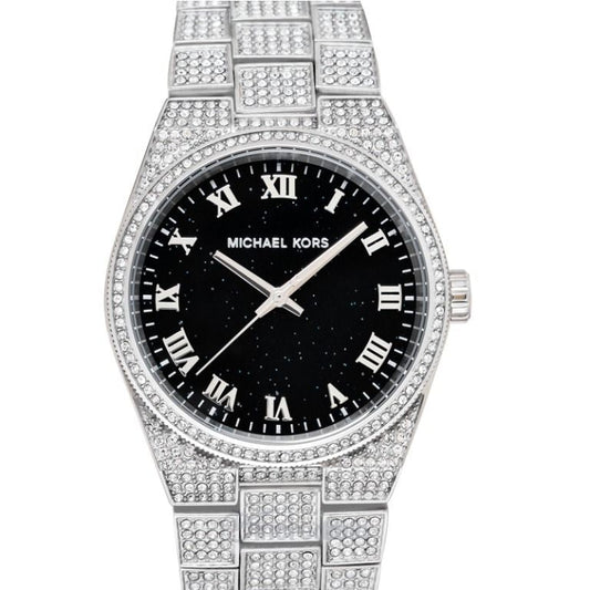 Michael Kors Channing Diamonds Black Dial Silver Steel Strap Watch for Women - MK6089