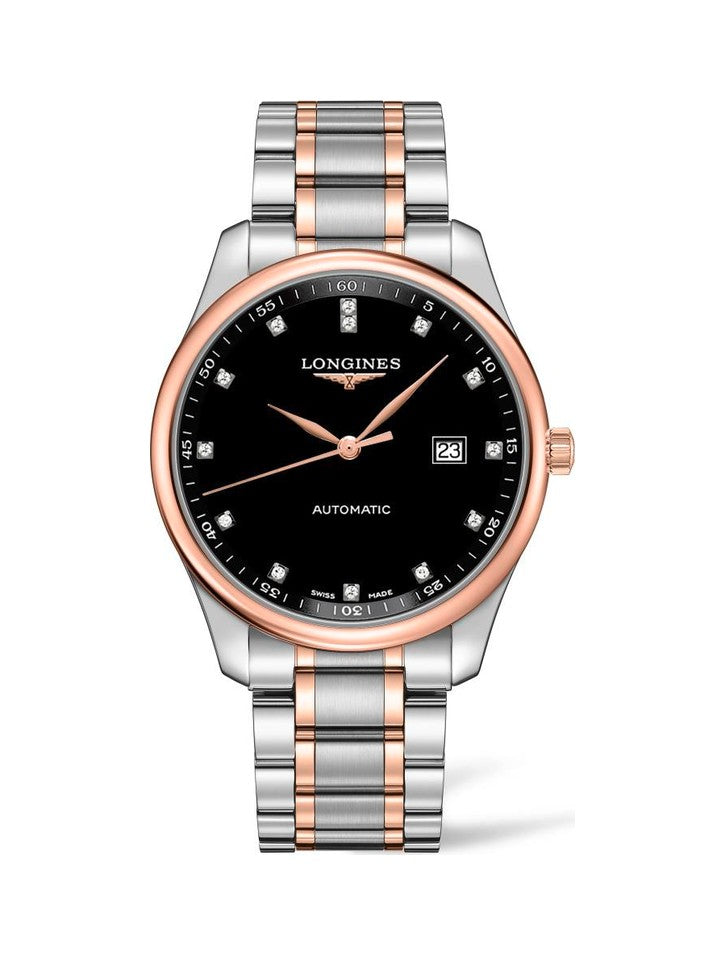 Longines Master Collection Automatic Diamonds Black Dial Two Tone Steel Strap Watch for Men - L2.755.5.59.7