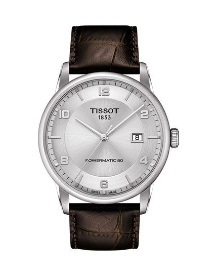 Tissot Luxury Powermatic 80 Silver Dial Brown Leather Strap Watch For Men - T086.407.16.031.00
