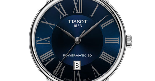 Tissot Carson Premium Powermatic 80 Automatic Blue Dial Blue Leather Strap Watch For Men - T122.407.16.043.00