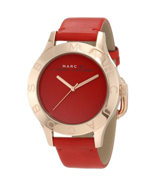 Marc Jacobs Blade Red Dial Red Leather Strap Watch for Women - MBM1204