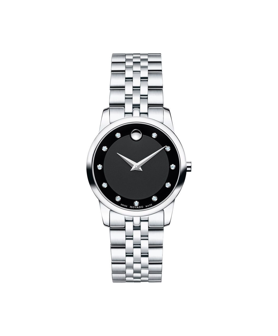 Movado Museum Classic 28mm Quartz Black Dial Silver Steel Strap Watch For Women - 0606858