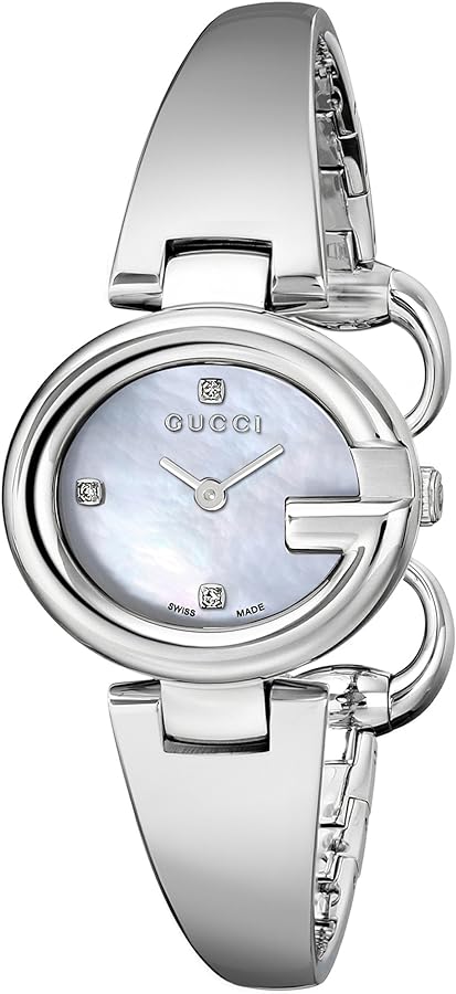 Gucci Guccissima Diamonds Mother of Pearl Dial Silver Steel Strap Watch For Women - YA134504