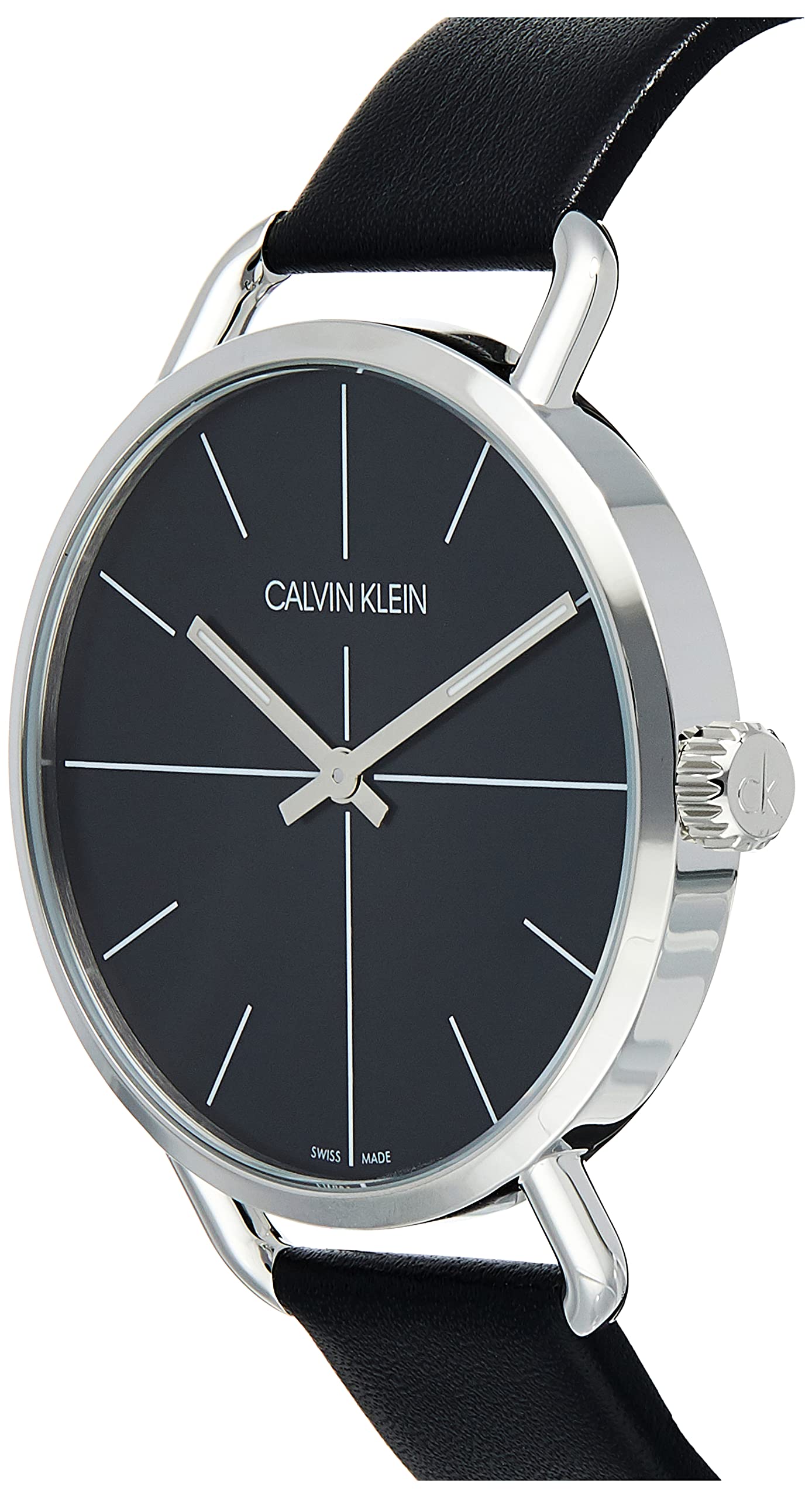 Calvin Klein Evan Black Dial Black Leather Strap Watch for Men - K7B211CZ
