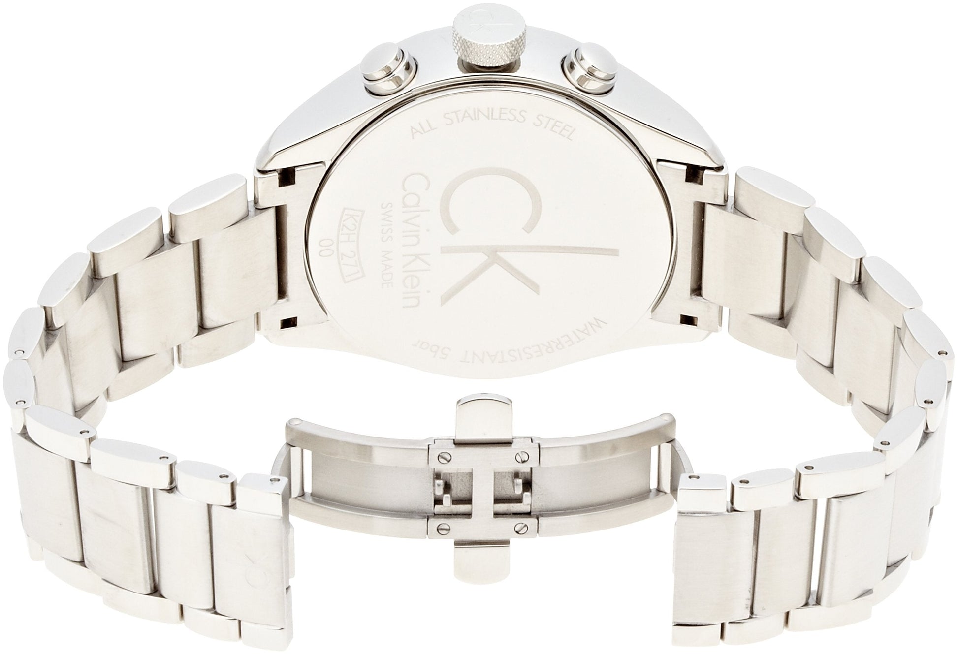 Calvin Klein Masculine Chronograph White Dial Silver Steel Strap Watch for Men - K2H27126