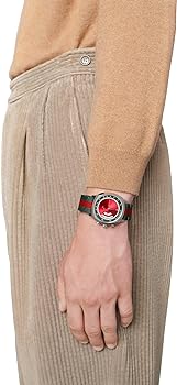 Gucci Grip Quartz Chronograph Red Dial Two Tone NATO Strap Watch for Men - YA157304