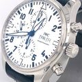IWC Pilot’s Watch Chronograph Edition “150 Years” White Dial Black Leather Strap Watch for Men - IW377725