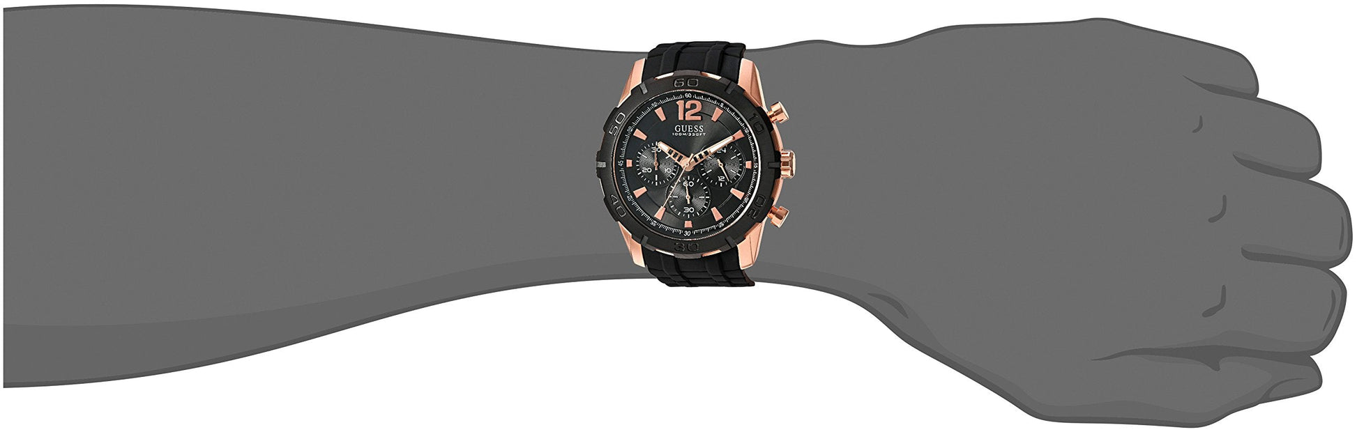 Guess Caliber Chronograph Black Dial Black Rubber Strap Watch for Men  - W0864G2