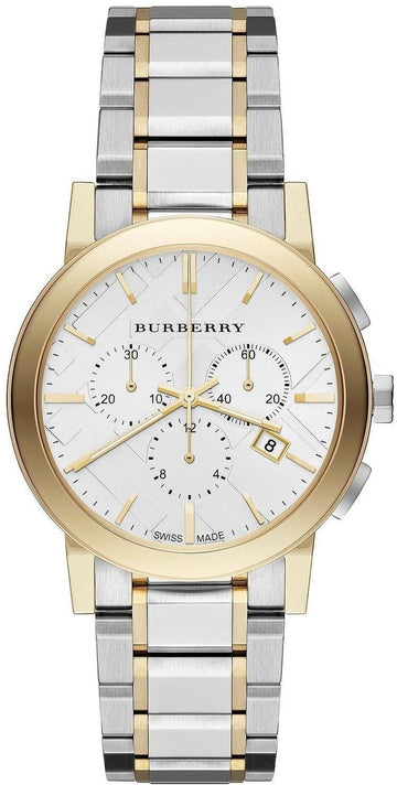 Burberry The City White Dial Two Tone Steel Strap Watch for Men - BU9751