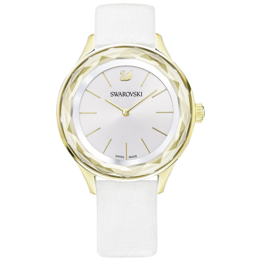 Swarovski Octea Nova Quartz White Dial White Leather Strap Watch for Women - 5295337