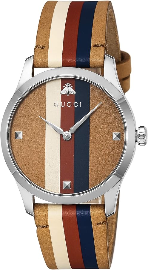 Gucci G Timeless Quartz Brown Dial Brown Leather Strap Watch For Men - YA1264078