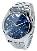 Emporio Armani Classic Blue Dial Silver Steel Strap Watch For Men - AR1787