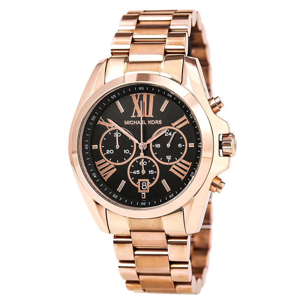Michael Kors Bradshaw Black Dial Rose Gold Steel Strap Watch for Women - MK5854