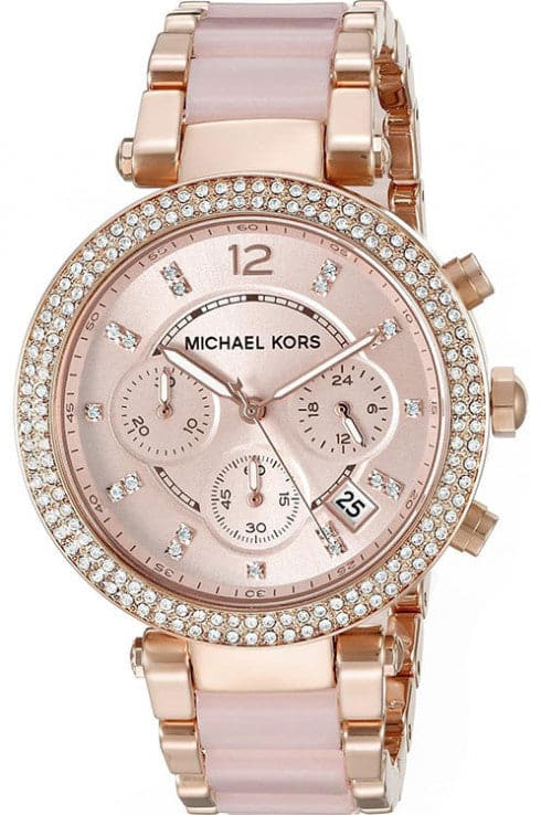 Michael Kors Parker Pink Dial Two Tone Steel Strap Watch for Women - MK5896