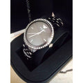 Emporio Armani Ceramica Crystals Black Dial Black Steel Strap Watch For Women - AR1478