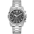 Guess Commander Chronograph Black Dial Silver Steel Strap Watch for Men - GW0056G1