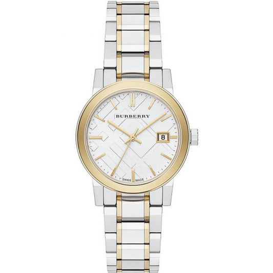 Burberry The City White Dial Two Tone Steel Strap Watch for Women - BU9115