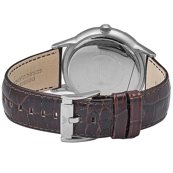 Emporio Armani Renato Classic Brown Dial Brown Leather Strap Watch For Men - AR2413