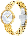 Movado Esperanza 28mm White Mother of Pearl Dial Gold Steel Strap Watch For Women - 0607054