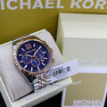Michael Kors Lexington Blue Dial Two Tone Steel Strap Watch for Men - MK8412
