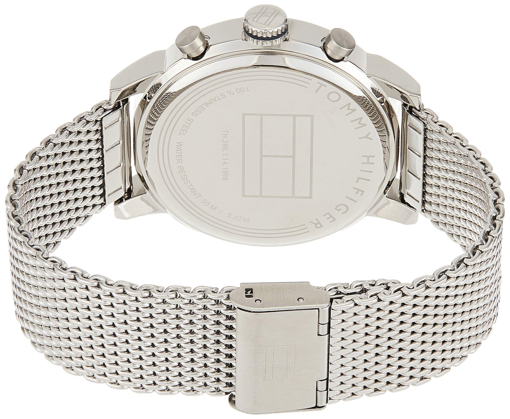 Tommy Hilfiger Jake Quartz White Dial Silver Mesh Bracelet Watch for Men - 1791233