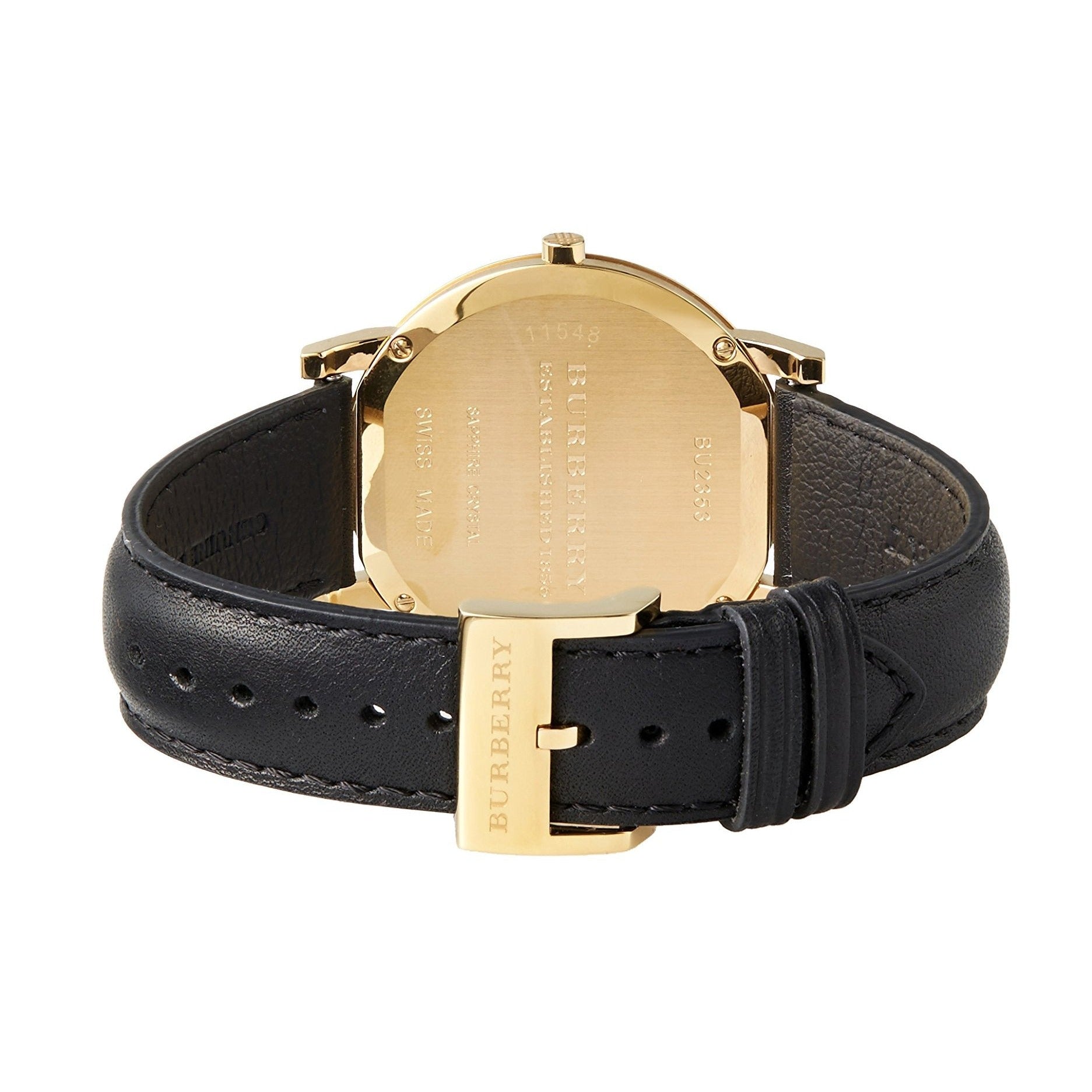 Burberry Heritage Gold Dial Black Leather Strap Watch for Men - BU2353