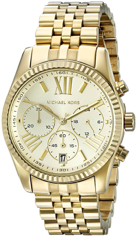 Michael Kors Lexington Gold Dial Gold Steel Strap Watch for Women - MK5556