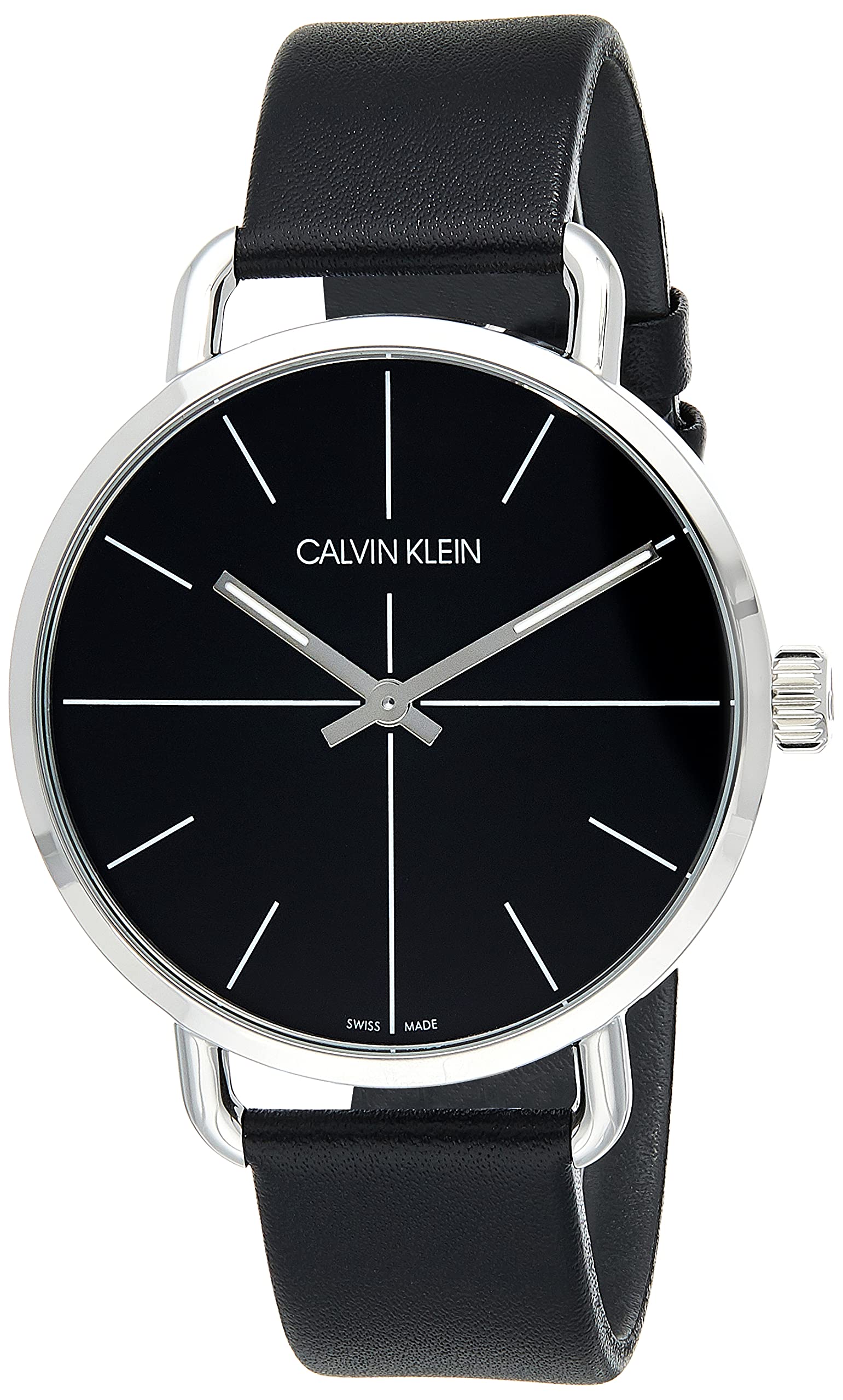 Calvin Klein Evan Black Dial Black Leather Strap Watch for Men - K7B211CZ