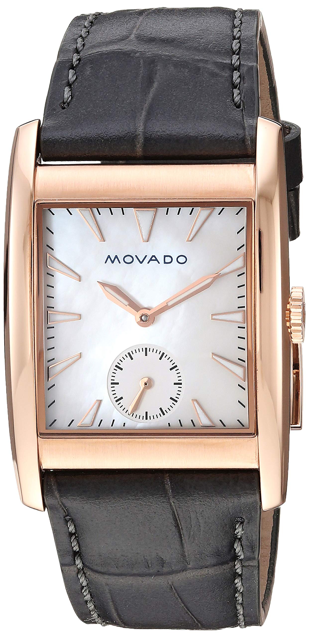 Movado Heritage White Mother of Pearl Dial Grey Leather Strap Watch For Women - 3650051