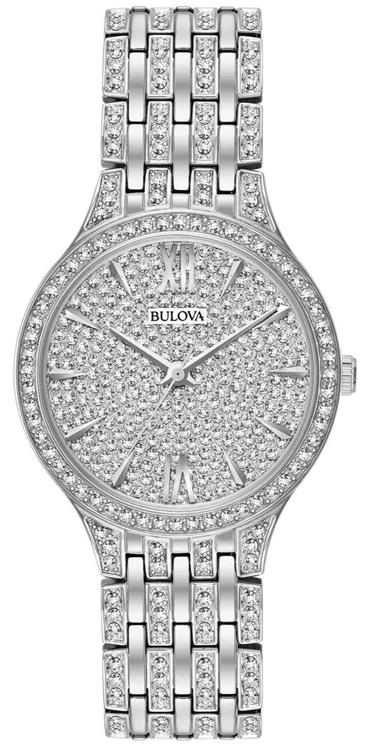 Bulova Crystal Collection Silver Dial Silver Steel Strap Watch for Women - 96L243