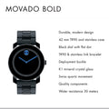 Movado Bold TR90 Black Dial Black Steel Strap Watch for Men - 3600099