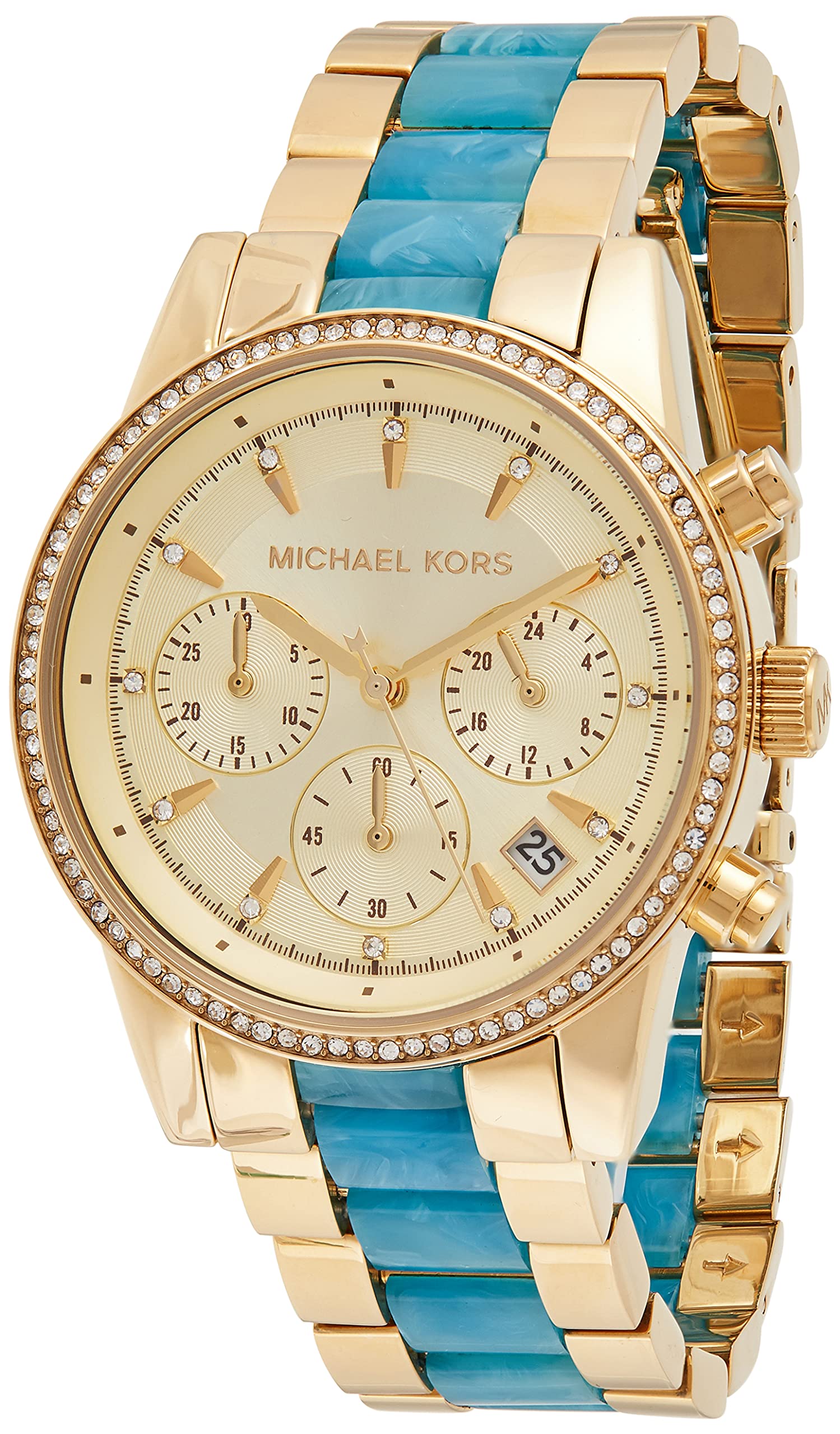 Michael Kors Ritz Gold Dial Two Tone Steel Strap Watch for Women - MK6328