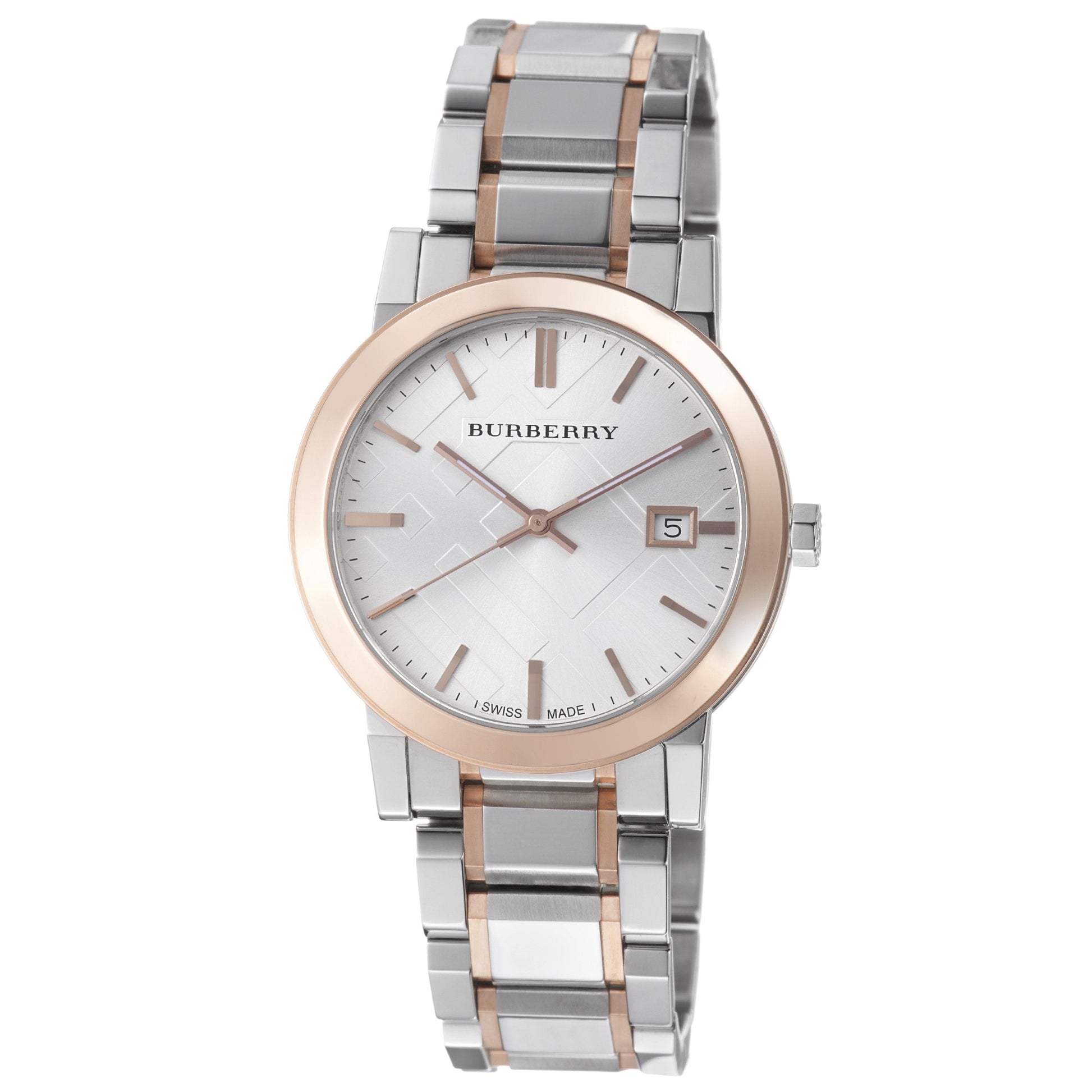 Burberry The City White Dial Two Tone Steel Strap Watch for Women - BU9006