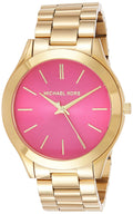 Michael Kors Slim Runway Pink Dial Rose Gold Steel Strap Watch for Women - MK3264