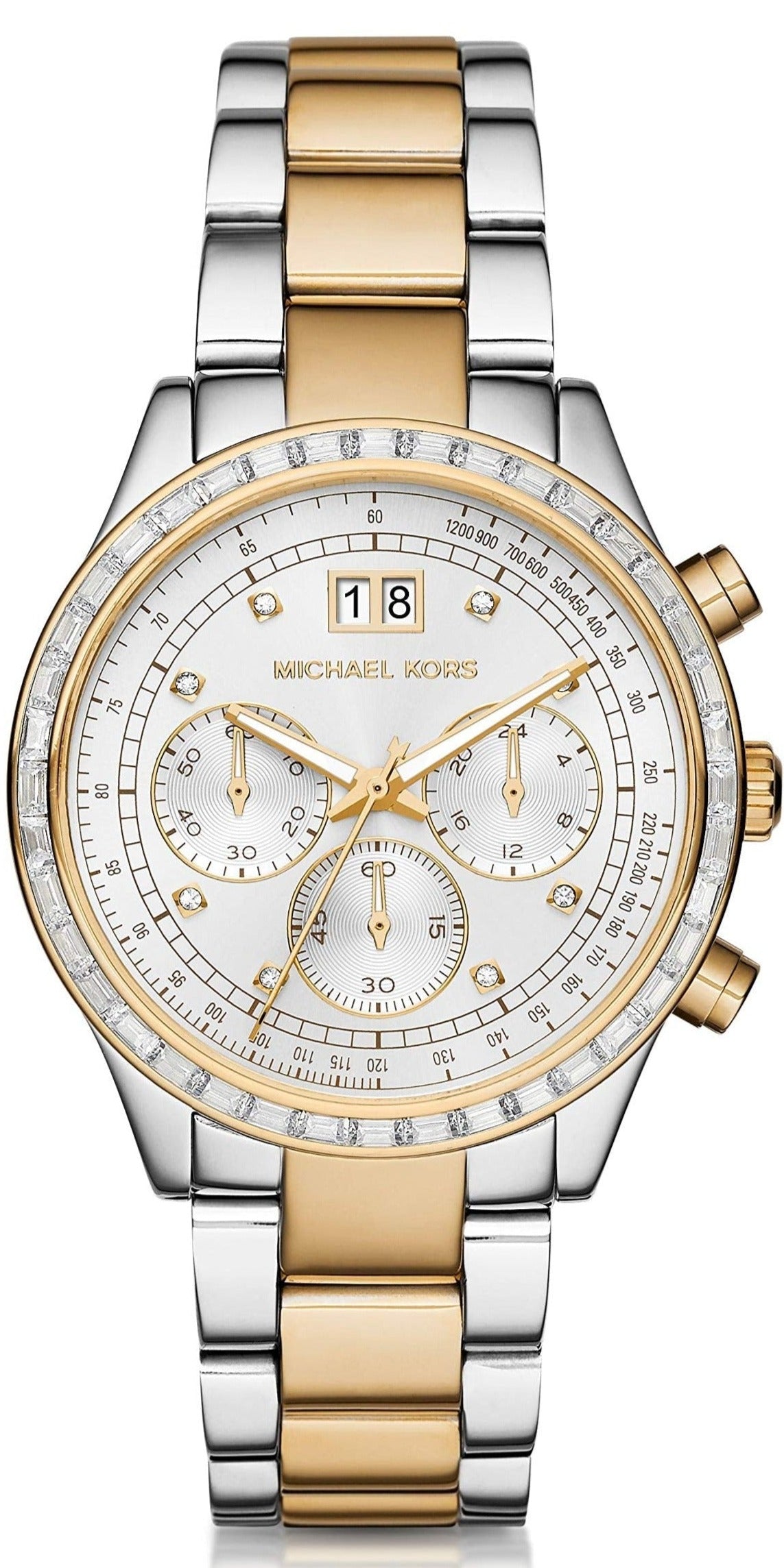 Michael Kors Brinkley Chronograph Silver Dial Two Tone Steel Strap Watch for Women - MK6188
