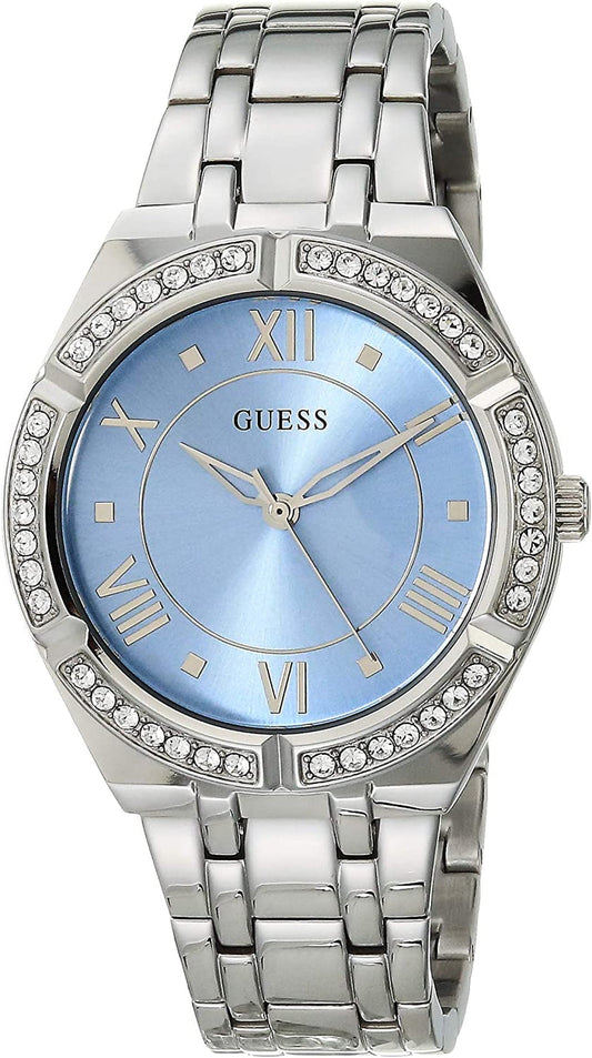Guess Cosmo Diamonds Blue Dial Silver Steel Strap Watch for Women - GW0033L5