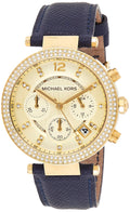 Michael Kors Parker Gold Dial Blue Leather Strap Watch for Women - MK2280