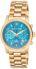 Michael Kors Runway Stop Hunger Blue Dial Gold Steel Strap Watch for Women - MK5815