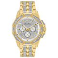 Bulova Crystal Collection Octova White Dial Gold Steel Strap Watch for Men - 98C126