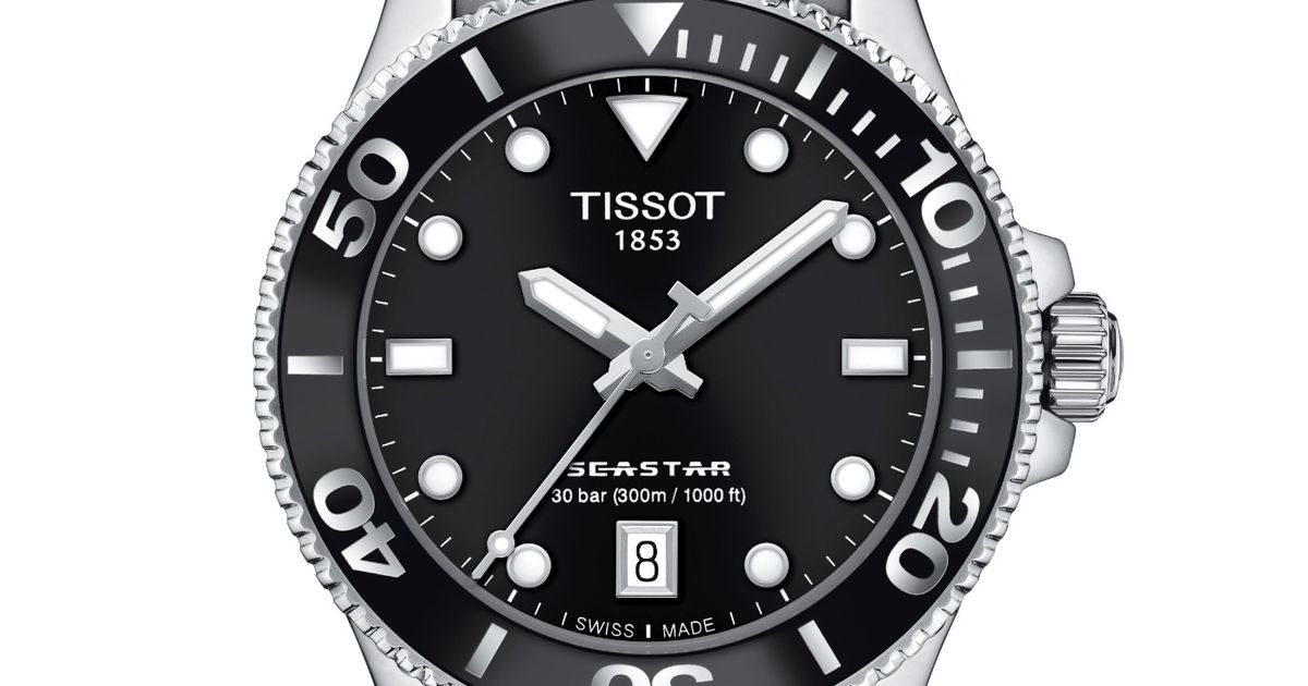 Tissot Seastar 1000 Lady Quartz Black Dial Silver Steel Strap Watch for Women - T120.210.11.051.00