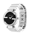 Gucci Interlocking G Black Dial Silver Steel Strap Watch For Women - YA133307