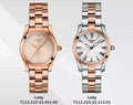 Tissot T Wave Cream Dial Rose Gold Quartz Watch For Women - T112.210.33.451.00