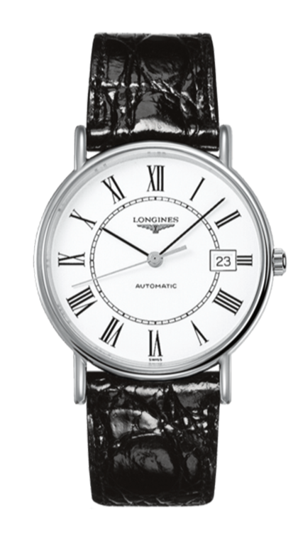 Longines Presence Automatic White Dial Black Leather Strap Watch for Men - L4.921.4.11.2