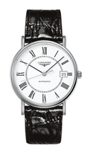 Longines Presence Automatic White Dial Black Leather Strap Watch for Men - L4.921.4.11.2