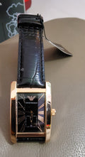 Emporio Armani Classic Black Dial Black Leather Strap Watch For Men - AR0168
