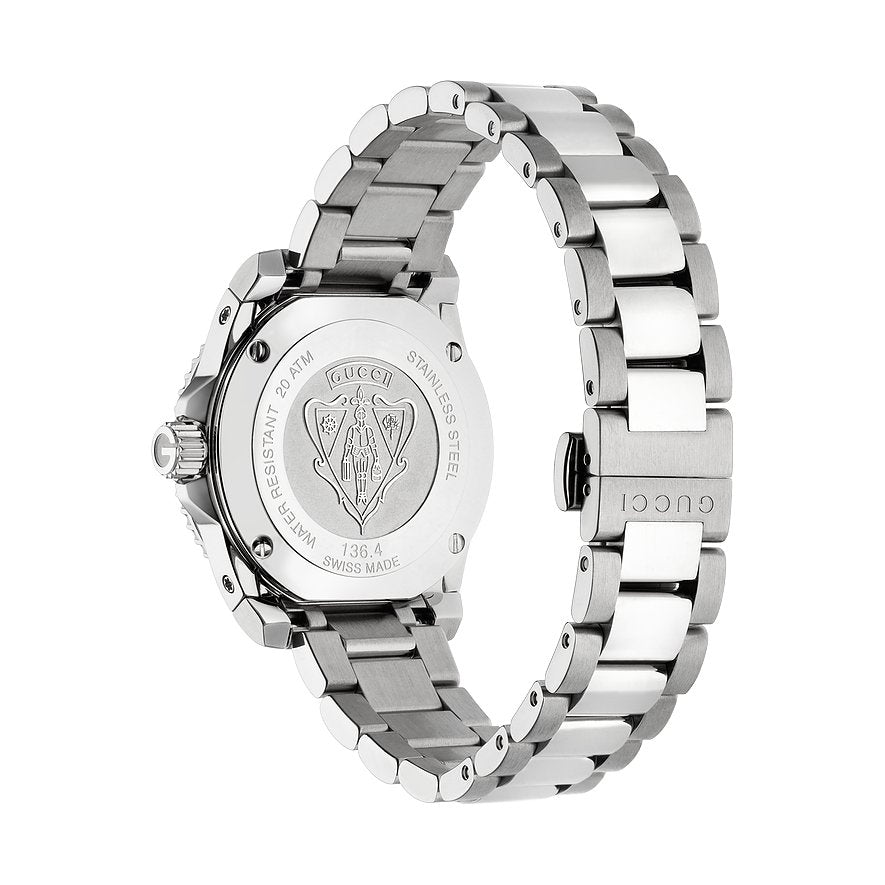 Gucci Dive Diamonds Mother of Pearl Dial Silver Steel Strap Watch For Women - YA136406