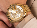 Diesel Mega Chief Gold Dial Gold Steel Strap Watch For Men - DZ4360
