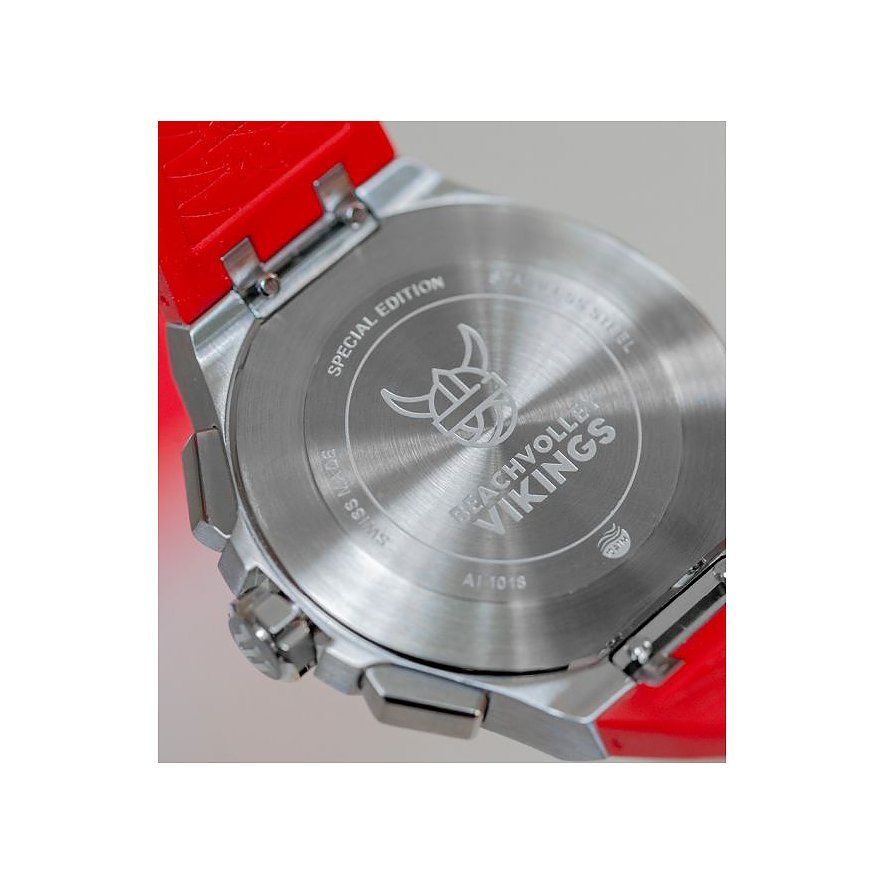 Maurice Lacroix Aikon Beach Volley Vikings Limited Edition Red Dial Red Rubber Strap Watch for Men - AI1018-SS001-530-6